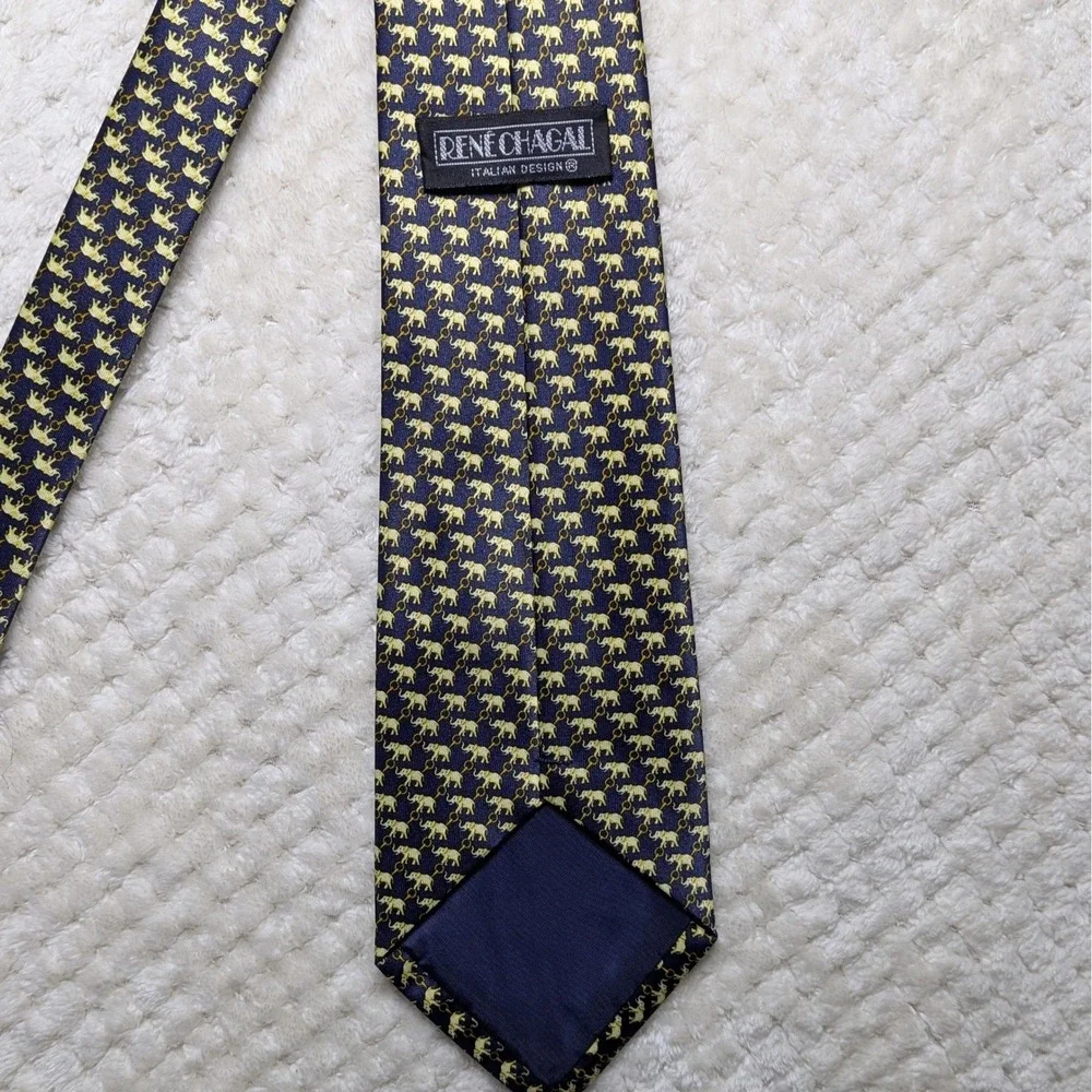 Vintage‎ René Chagall Silk Tie | Elephant Print | Italian Design